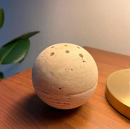 Travertine Beige Marble Incense Holder- مبخرة من حجر الترافرتين البيج الطبيعي
