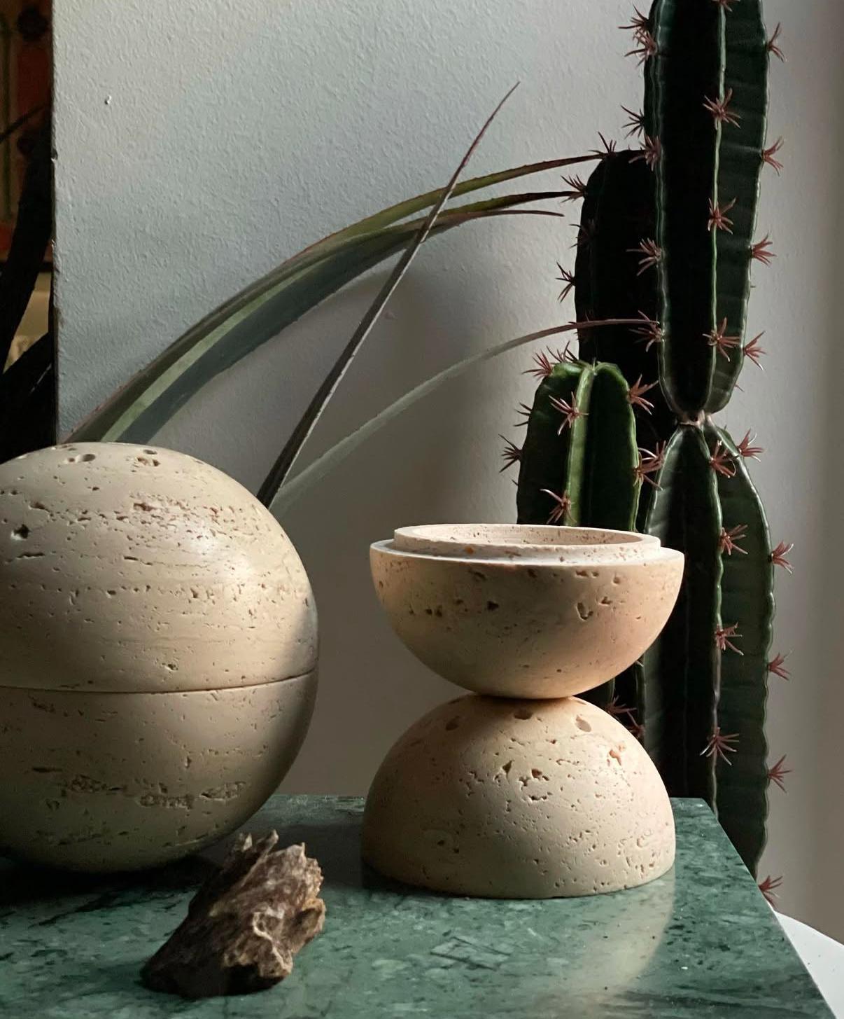 Travertine Beige Marble Incense Holder- مبخرة من حجر الترافرتين البيج الطبيعي