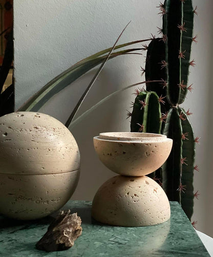 Travertine Beige Marble Incense Holder- مبخرة من حجر الترافرتين البيج الطبيعي