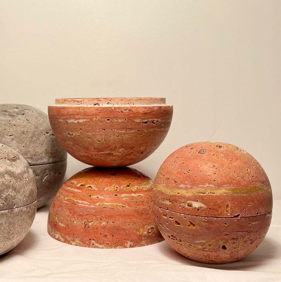 Red Travertine Marble Incense Holder- مبخرة من حجر الترافرتين الأحمر الطبيعي