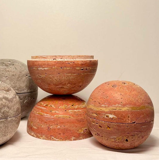 Red Travertine Marble Incense Holder- مبخرة من حجر الترافرتين الأحمر الطبيعي